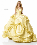 Sherri Hill 51578 Yellow Taffeta Ball Gown Size 6 $598