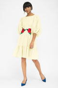 FANM MON SALDA Embroidered Dress in Light Yellow Sz Small $279
