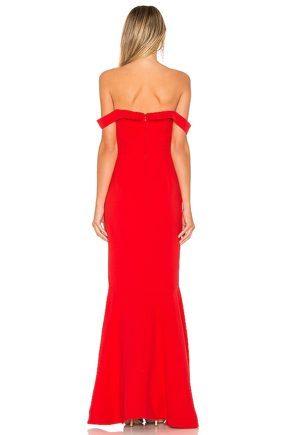 NBD Maracuya Off-Shoulder Gown in Red – Size Small