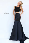 Sherri Hill 50098 Black Two-Piece Mermaid Prom Gown Size 0