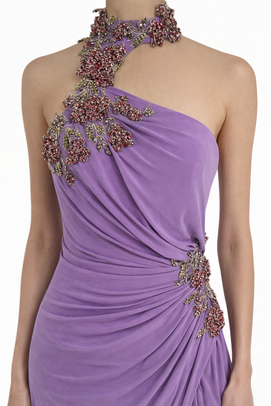 Ieena for Mac Duggal 2227 Lavender One-Shoulder Beaded Gown Sz 2 $498