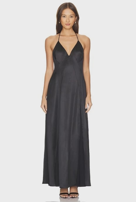 Line & Dot Dreaming Maxi Dress in Black Sz Small $168